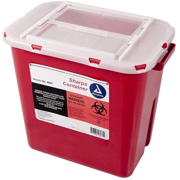 Contenedor rojo para desechos punzo cortantes de 2 gal
