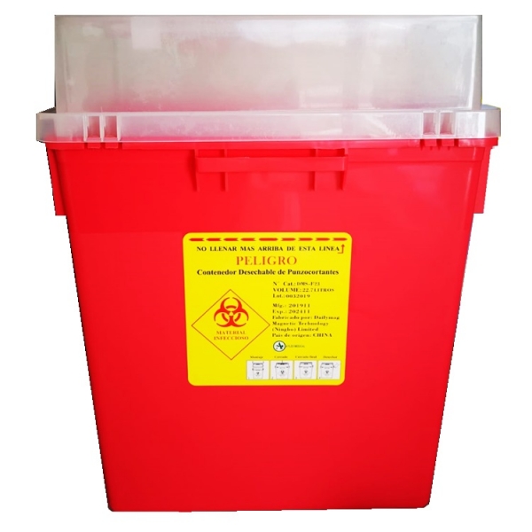 Envase para desechos punzo cortantes de 22 l