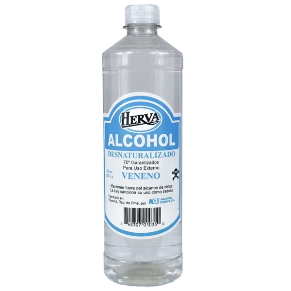 Alcohol desnaturalizado al 70%, botella de 24oz
